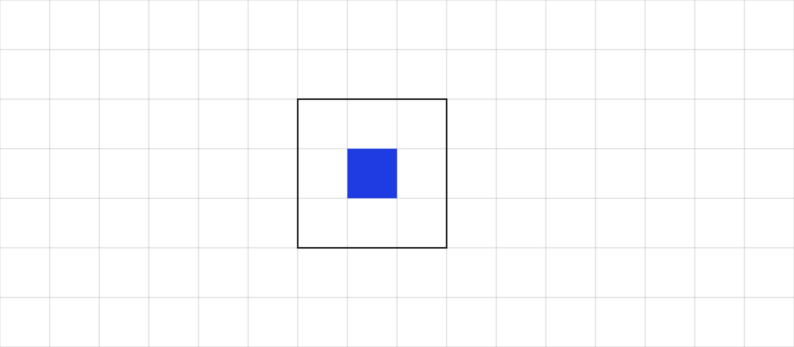 A sparse grid of thin rules with a single marked cell